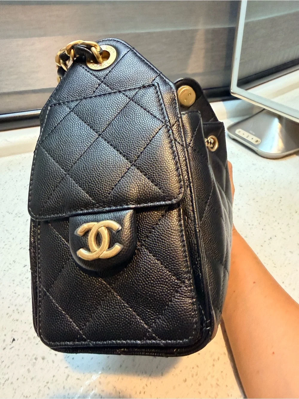CHANEL Caviar Mini 25 Black with Gold Hardware